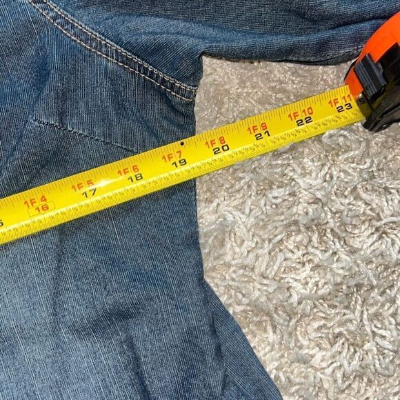 Awesome Vintage Lawman Western Shirt Women's Large Denim Embroidered Snap Button - Picture 5 of 13